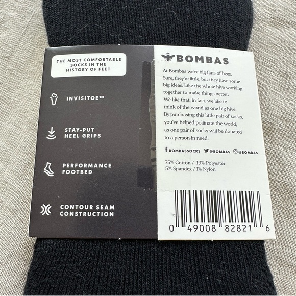 Bombas Black and Gray Cushioned No-Show Socks - Picture 3 of 3